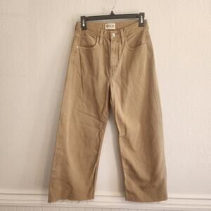 Etica Women's Sz 2/26 Devon Wide Leg Crop Nomad/Tan Raw Hem Ethically Made Pants
